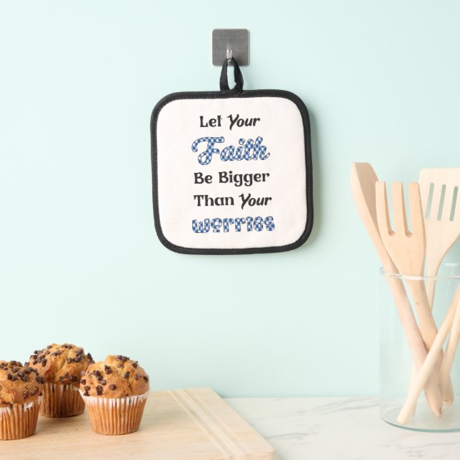 Let Your Faith - Plaid Blue Pot Holder (Insitu(Hanging))