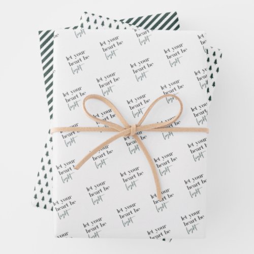 Let Your Heart Be Light Green Christmas Wrapping Paper Sheets