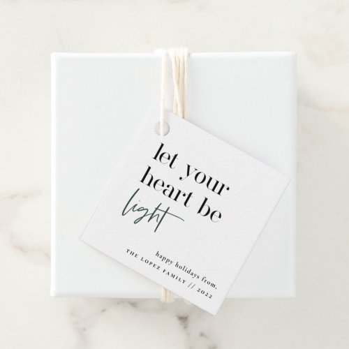Let Your Heart Be Light Holiday Favor Tags