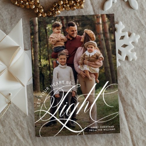 Let Your Heart Be Light Minimalist Photo  Holiday Card
