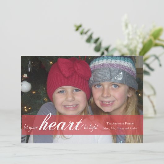 Let Your Heart Be Light Ribbon Photo Card (Standing Front)