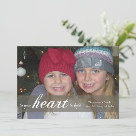 Let Your Heart Be Light Ribbon Photo Card (Standing Front)