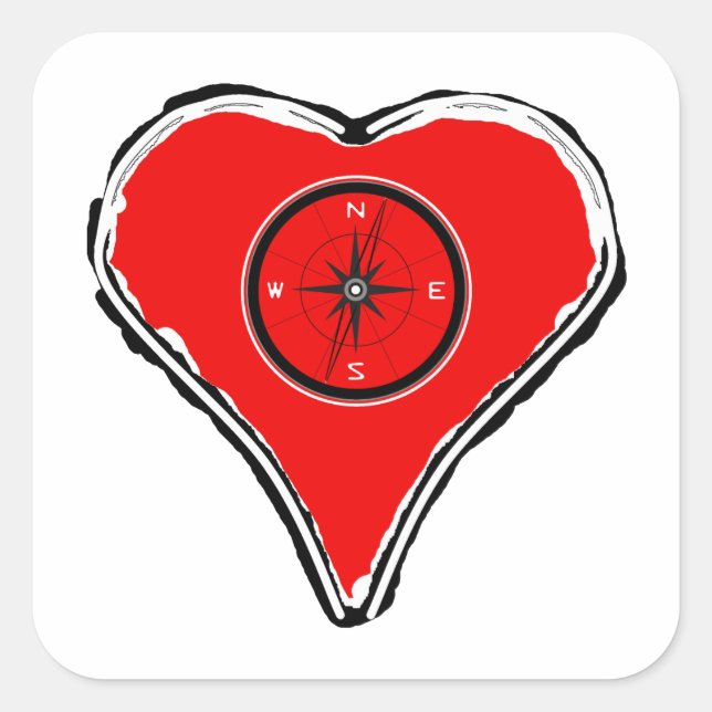Let your heart be your compass square sticker (Front)