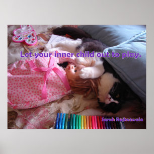 Let your Inner Child Out Tuxedo Cat cats Poster