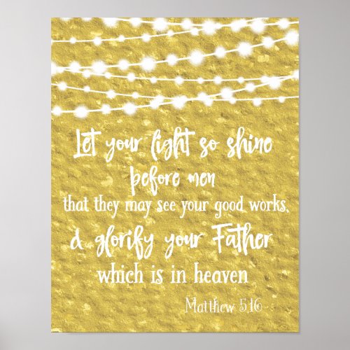 Let Your Light Shine Before Men Bible Verse Poster