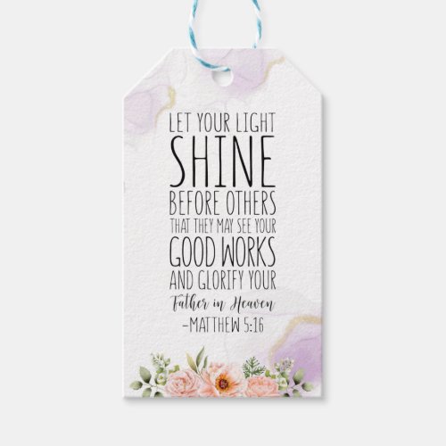 Let Your Light Shine Before Others Matthew 516 Gift Tags