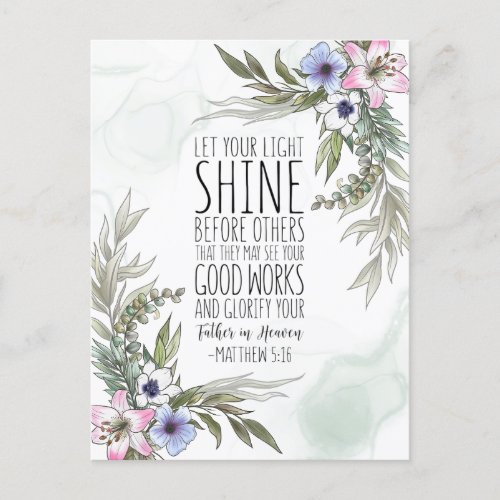 Let Your Light Shine Before Others Matthew 516 Postcard