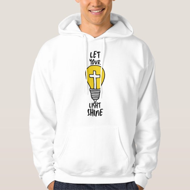 Let Your Light Shine Bible Cross Men's Hoodie (Front)