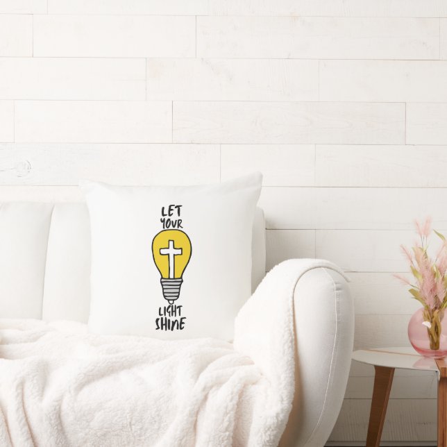 Let Your Light Shine Bible Cross Throw Pillow (Couch)