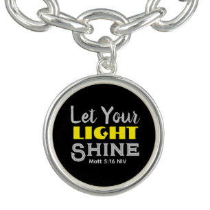 Let Your Light Shine Bible Verse Black and Yellow Bracelet
