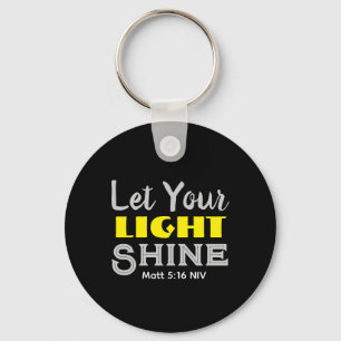 Let Your Light Shine Bible Verse Black and Yellow Keychain
