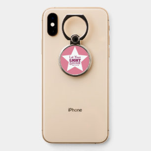 Let Your Light Shine Bible Verse White Star Pink Phone Ring Stand