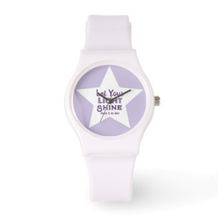 Let Your Light Shine Bible Verse White Star Purple Watch