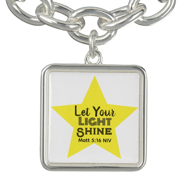 Let Your Light Shine Bible Verse Yellow Star Bracelet (Design)