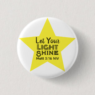 Let Your Light Shine Bible Verse Yellow Star Button
