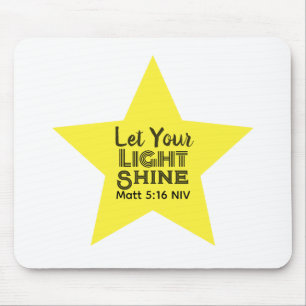Let Your Light Shine Bible Verse Yellow Star White Mouse Pad