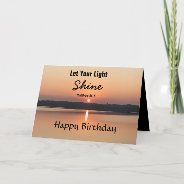Let Your Light Shine Birthday Sunset Bible Quote Card (Front)