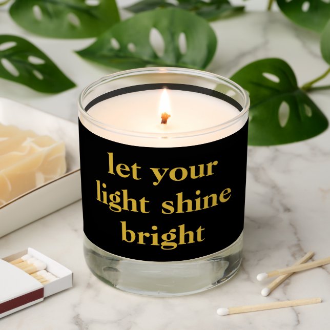 Let Your Light Shine Bright Initial Gold Black Scented Candle (Lit)