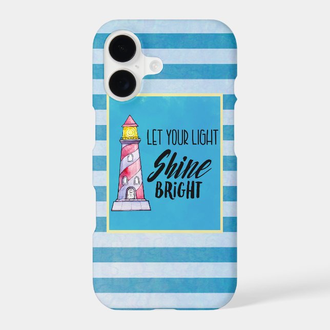 Let Your Light Shine Bright Lighthouse Typography Iphone Case (Back)