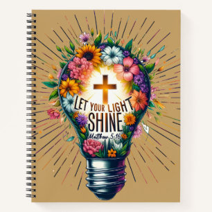 Let Your Light Shine Christian Floral Light Bulb Notebook