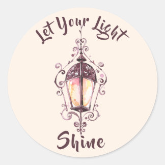 "Let Your Light Shine" Classic Round Sticker
