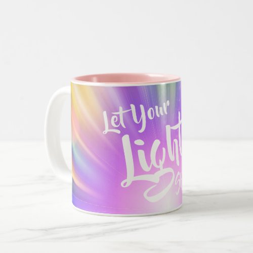 Let Your Light Shine  Colorful Light Rays Two_Tone Coffee Mug
