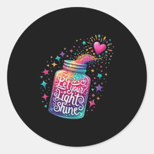 Let Your Light Shine Colorful Stars Heart Classic Round Sticker