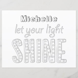Let Your Light Shine - Custom Name Coloring Page