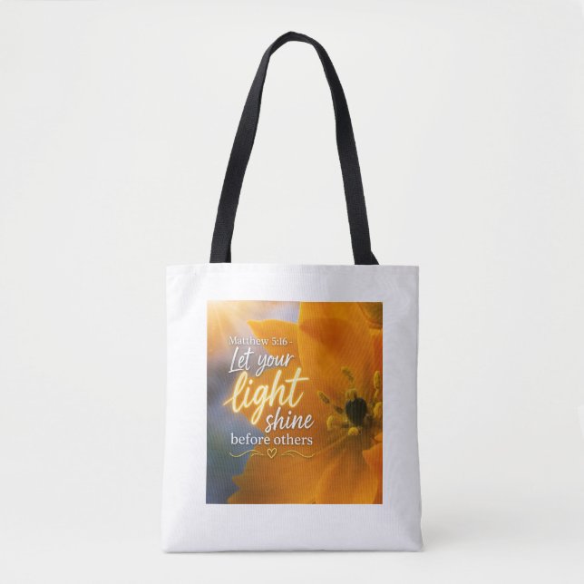 🌞Let your light shine! Inspiring Scripture 🛍️ Tote Bag (Front)