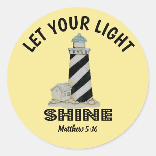 Let your Light Shine Lighthouse Matthew 516 Classic Round Sticker