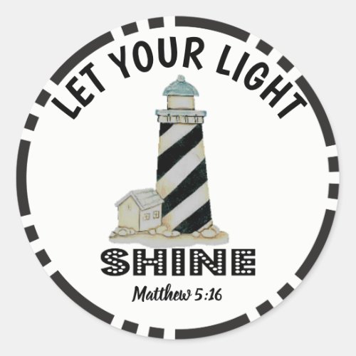 Let your Light Shine Lighthouse Matthew 516 Classic Round Sticker