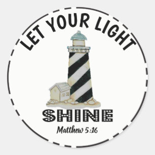 Let your Light Shine Lighthouse Matthew 5:16 Classic Round Sticker
