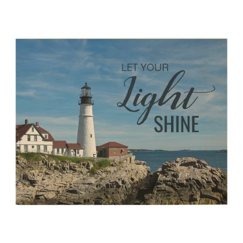 Let Your Light Shine Lighthouse Photo Portland Hea Wood Wall Art