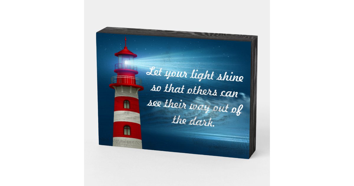 Let your light shine Lighthouse Wooden Box Sign | Zazzle
