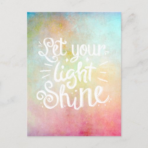 Let Your Light Shine Quote Colorful Watercolor Postcard
