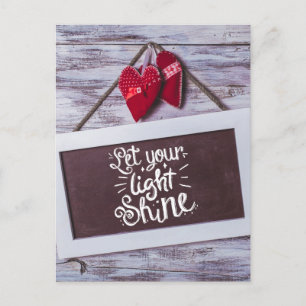 Let Your Light Shine Quote - Rustic Chalkboard Postcard
