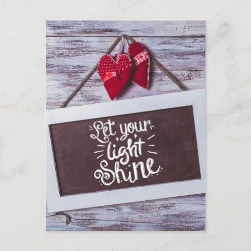 Let Your Light Shine Quote _ Rustic Chalkboard Postcard
