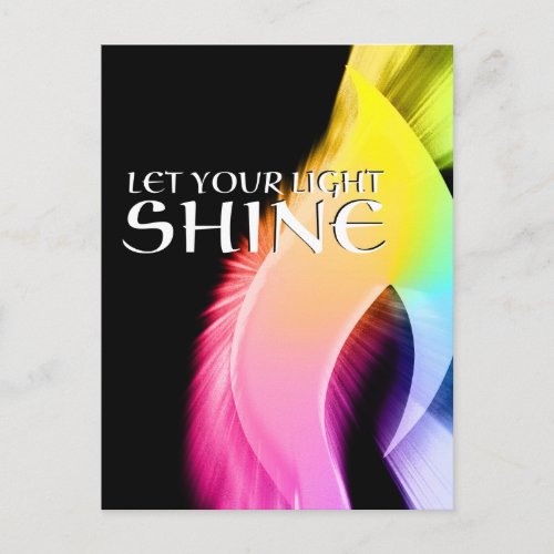 let your light shine  rainbow burst postcard