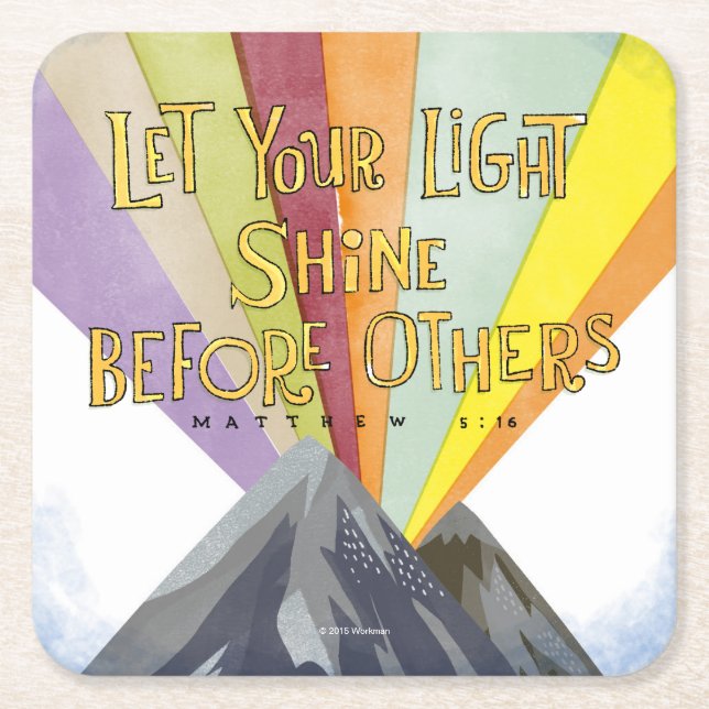 Let Your Light Shine Square Paper Coaster (Front)