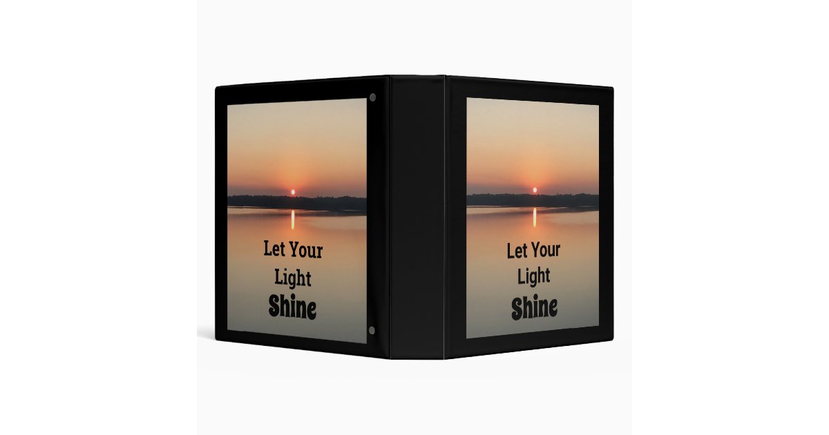 Let Your Light Shine Sunset Black Gold 3 Ring Binder | Zazzle