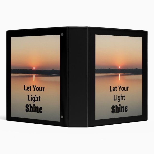 Let Your Light Shine Sunset Black Gold 3 Ring Binder (Background)
