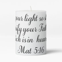 Let your light so shine - Scripture Pillar candle