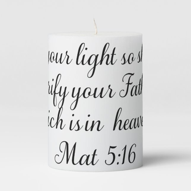 Let your light so shine -  Scripture Pillar candle (Front)