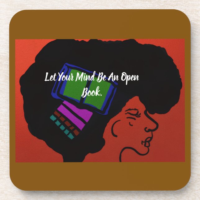 Let Your Mind Be An Open Book Beverage Coaster (Front)