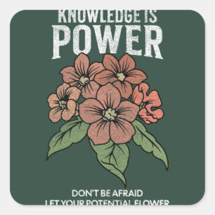 let your potential flower vintage flower lover square sticker