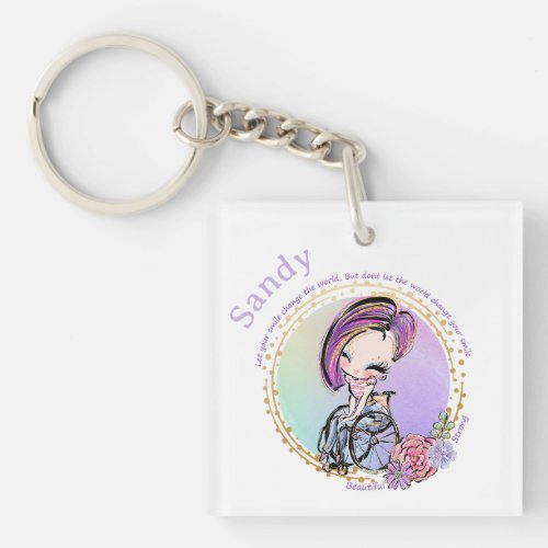 Let Your Smile Change The World Wheelchair Woman Keychain