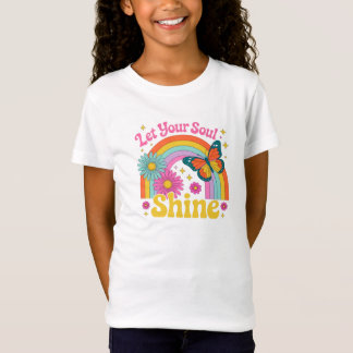 Let Your Soul Shine Rainbow Floral Butterfly T-Shirt