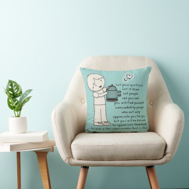 Let Your Spirit Out Throw Pillow (Chair)