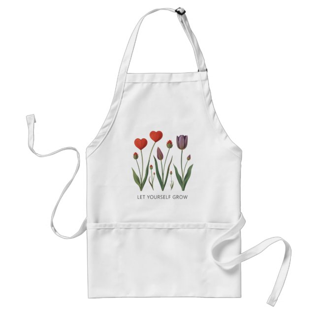 Let Yourself Grow Floral Heart Tulips Art Adult Apron (Front)