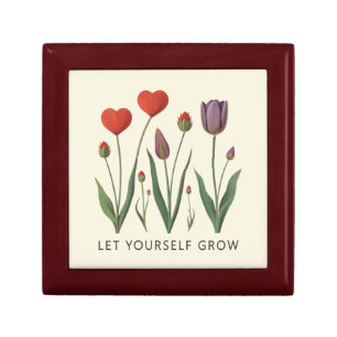 Let Yourself Grow Floral Heart Tulips Art Gift Box